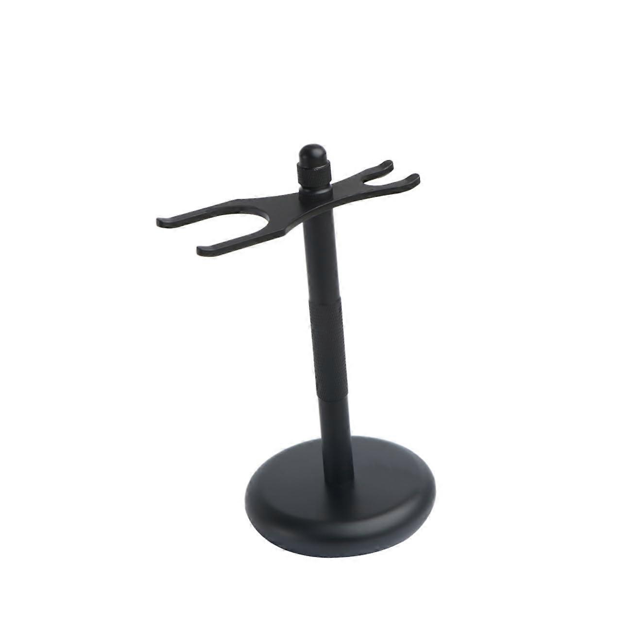 Zinc Alloy Beard Shaving Stand Black Dual Bracket Holder for Brushes and Rack Stable Design for Bathroom Organization