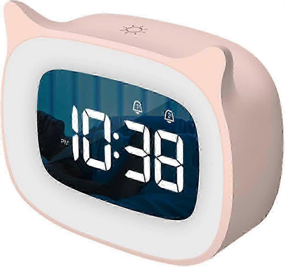 f Kids Alarm Clock Digital Electronic Clock with Light, LED Night Light Radio Controlled Clock with Snooze Function 18 Music Brightness