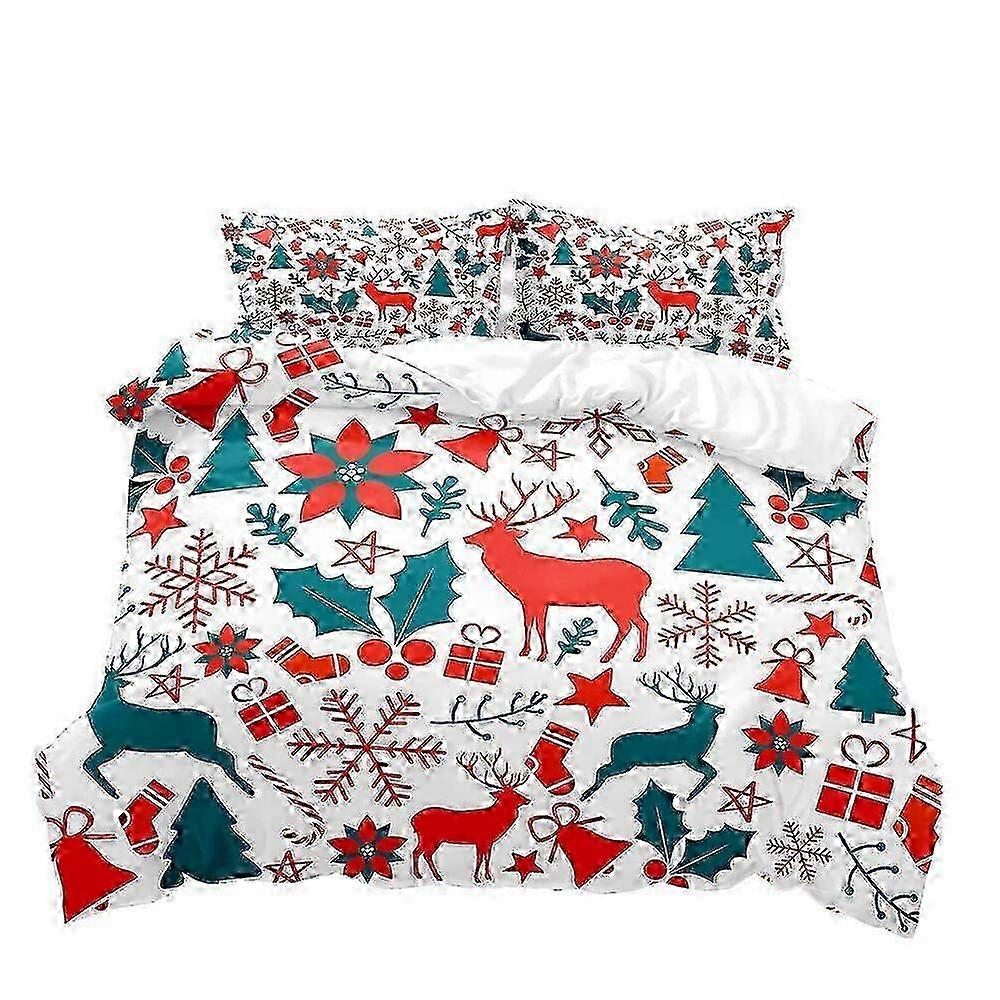 Conjunto de Lençóis e Capa de Edredom com Tema de Natal com Fronha para Qualquer Cama de Marca, Tamanho IU5739