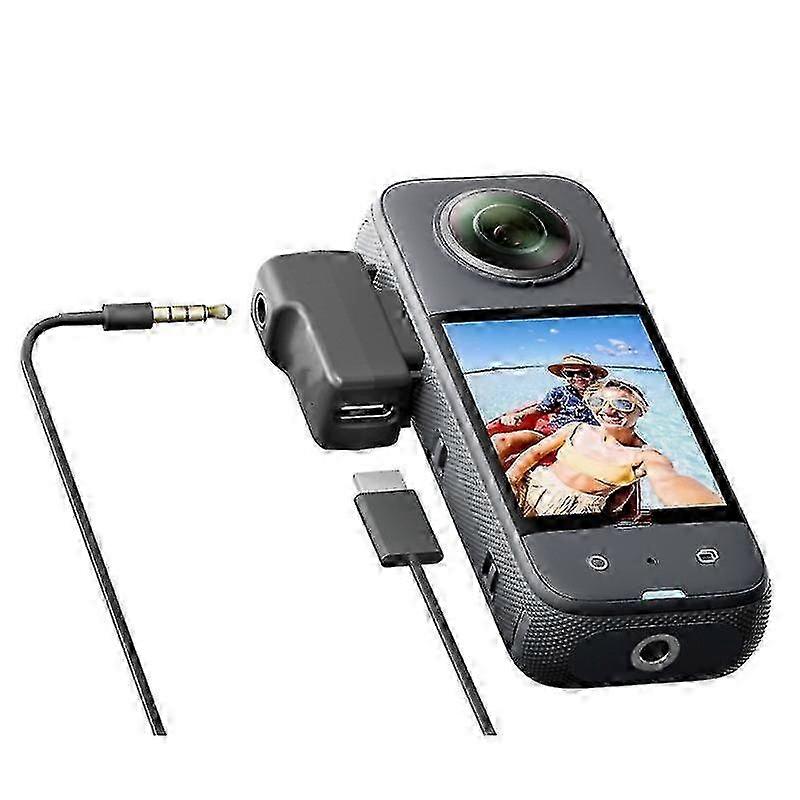 w For Insta360 One X3 Camera 3.5mm / Type-C Mic Adapter Charging Audio Adapter