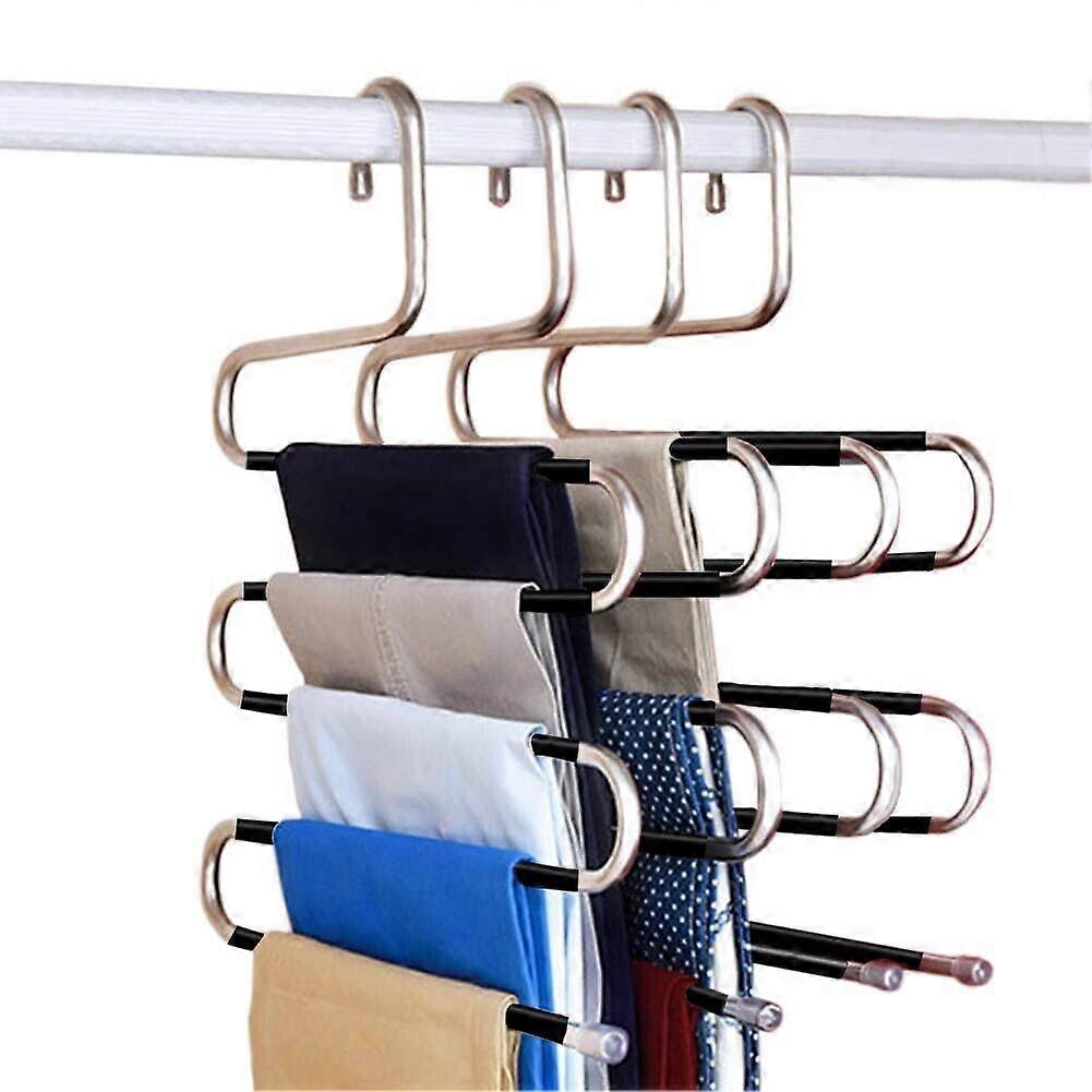 Trousers Hanger S Shape 5 Tier Pants and Scarf Organizer for Closet Space Saving Storage