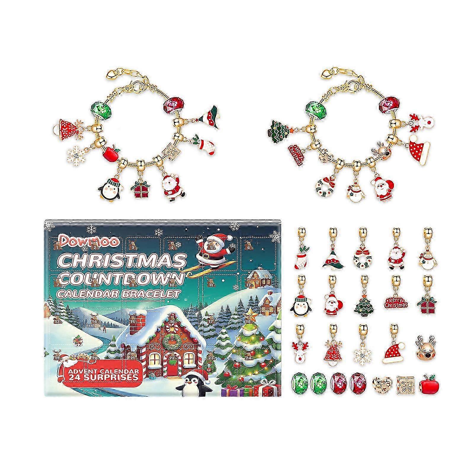 DOWMOO 24-compartment Christmas Bracelet Crafting Kit - Christmas Blind Box Advent Calendar Bracelet DIY Toy