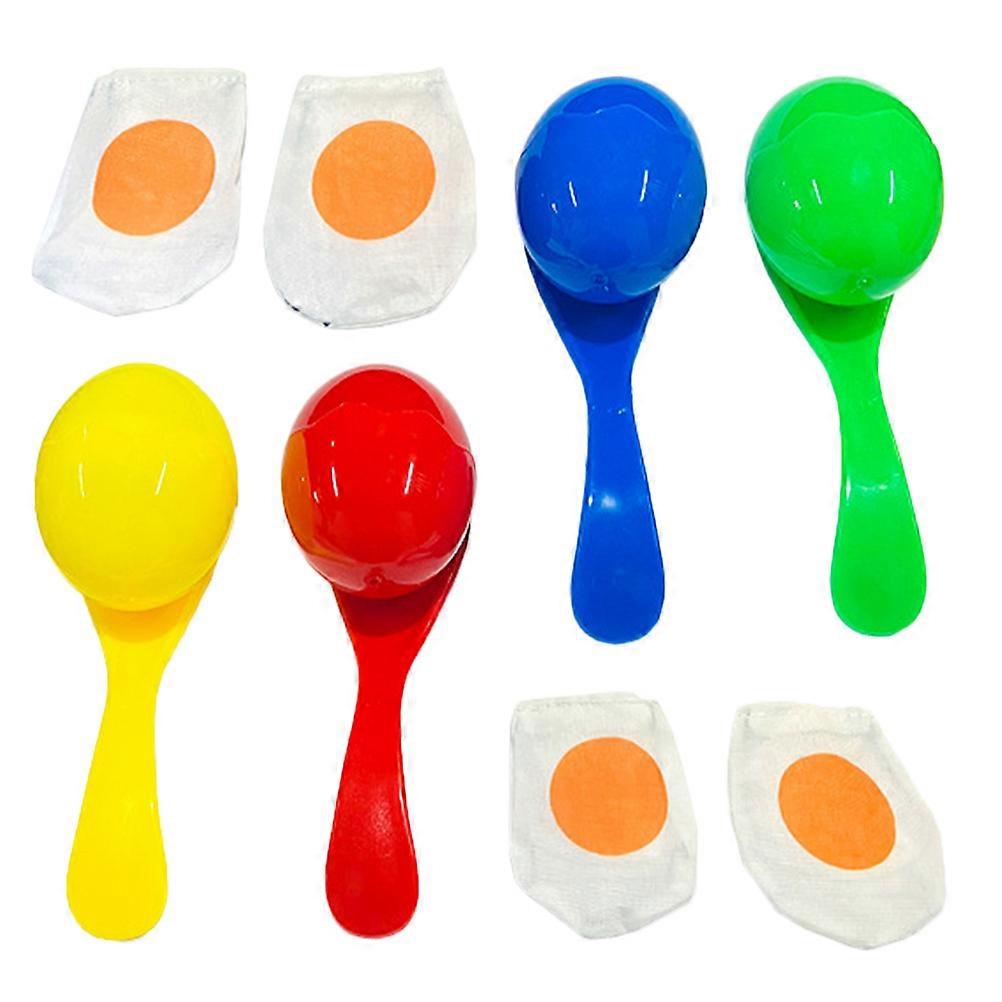 Outdoor Games for Kids Egg and Spoon Race Game Set PP Plastic Material for Motor Skills Enhancement 4 Sets