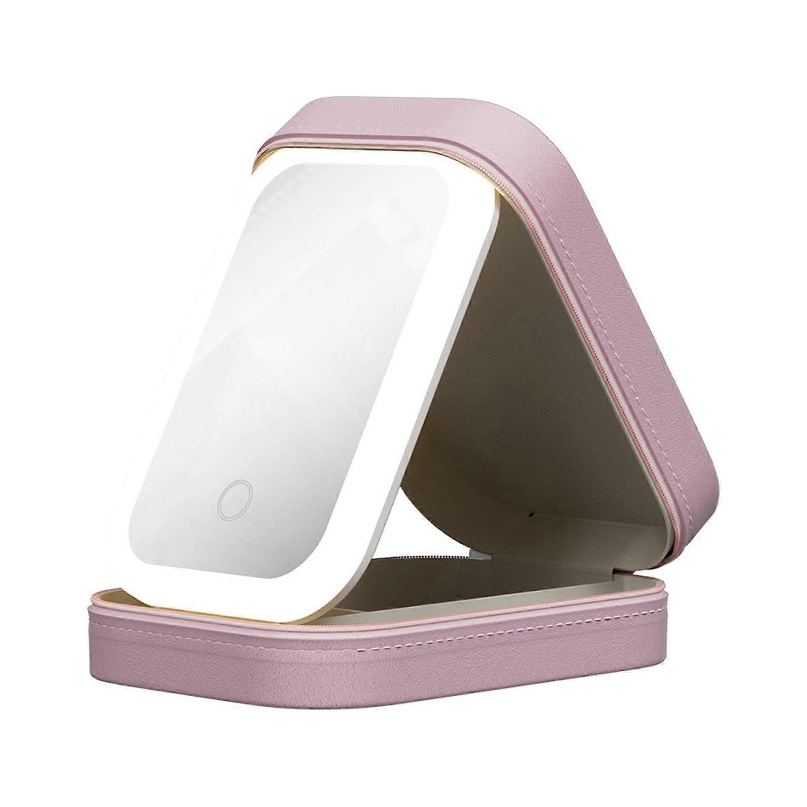 VALSEEL Multi Functional LED Makeup Mirror With Light Three Color Folding Integrated Jewelry Box Cosmetics Storage Box Tools