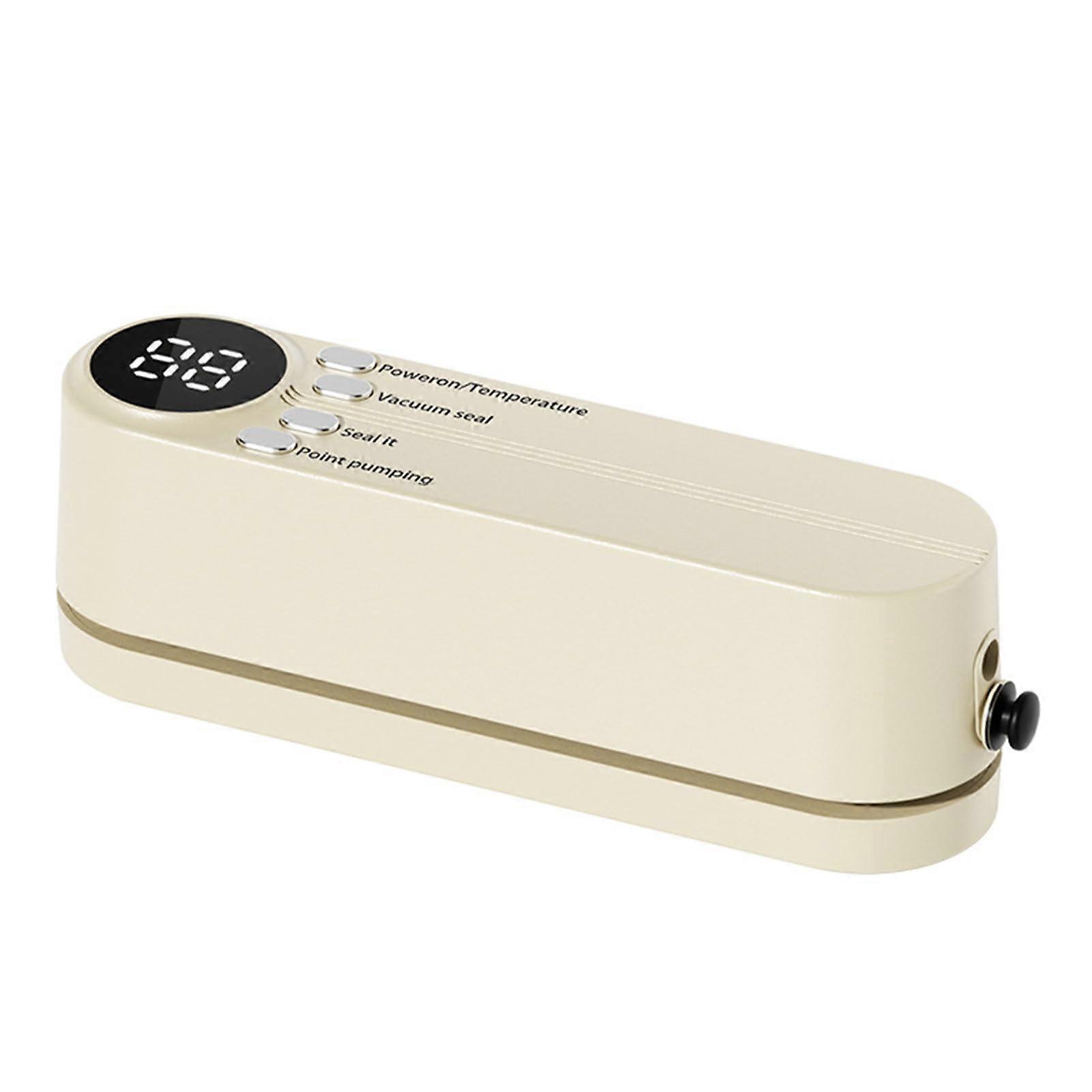 Mini Vacuum Sealer with Digital Display, Cordless Rechargeable Heat Sealer for Dry and Moist Food Storage (White)