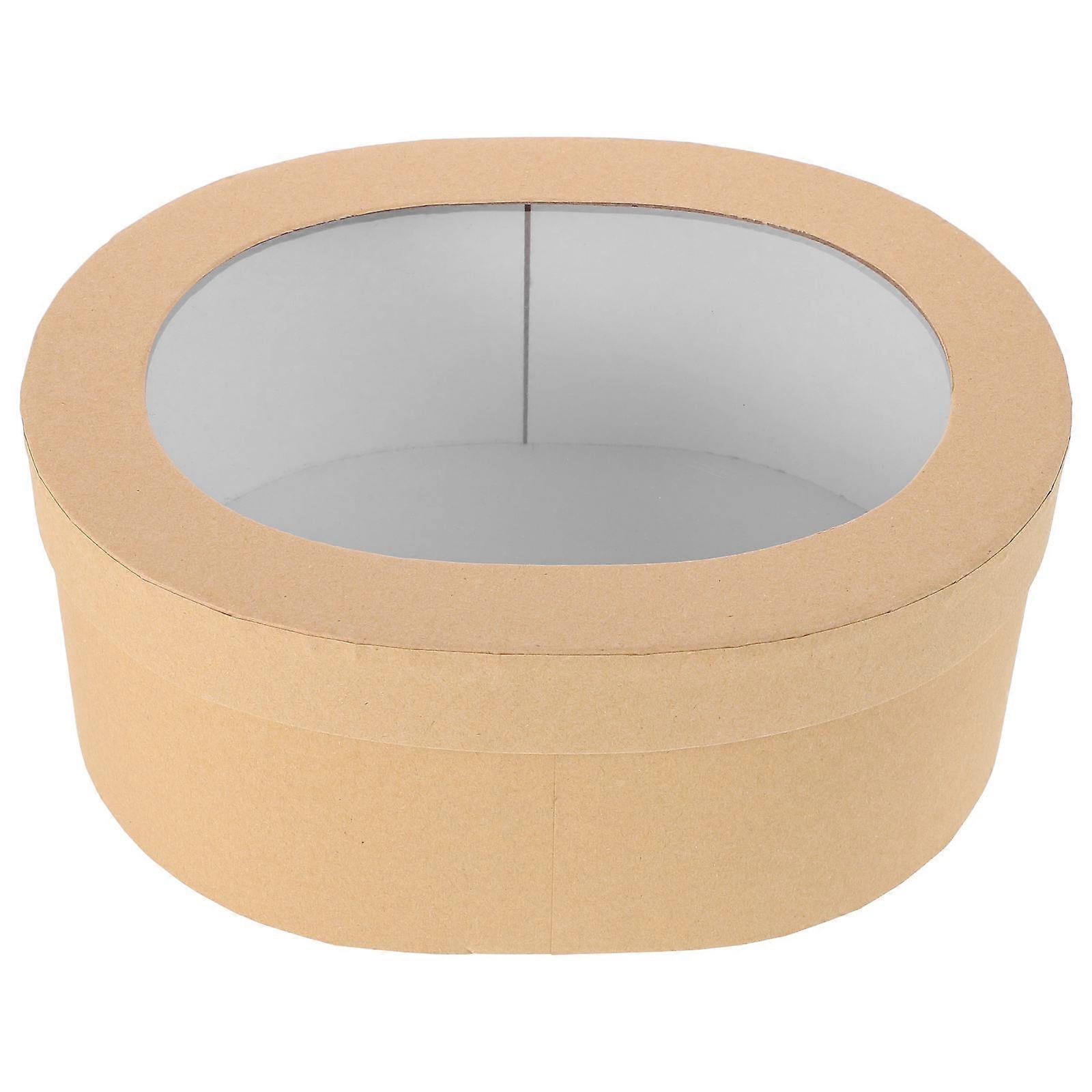 Baking Packaging Box Paper Oval Present Box for Storage Use Clear Window Design