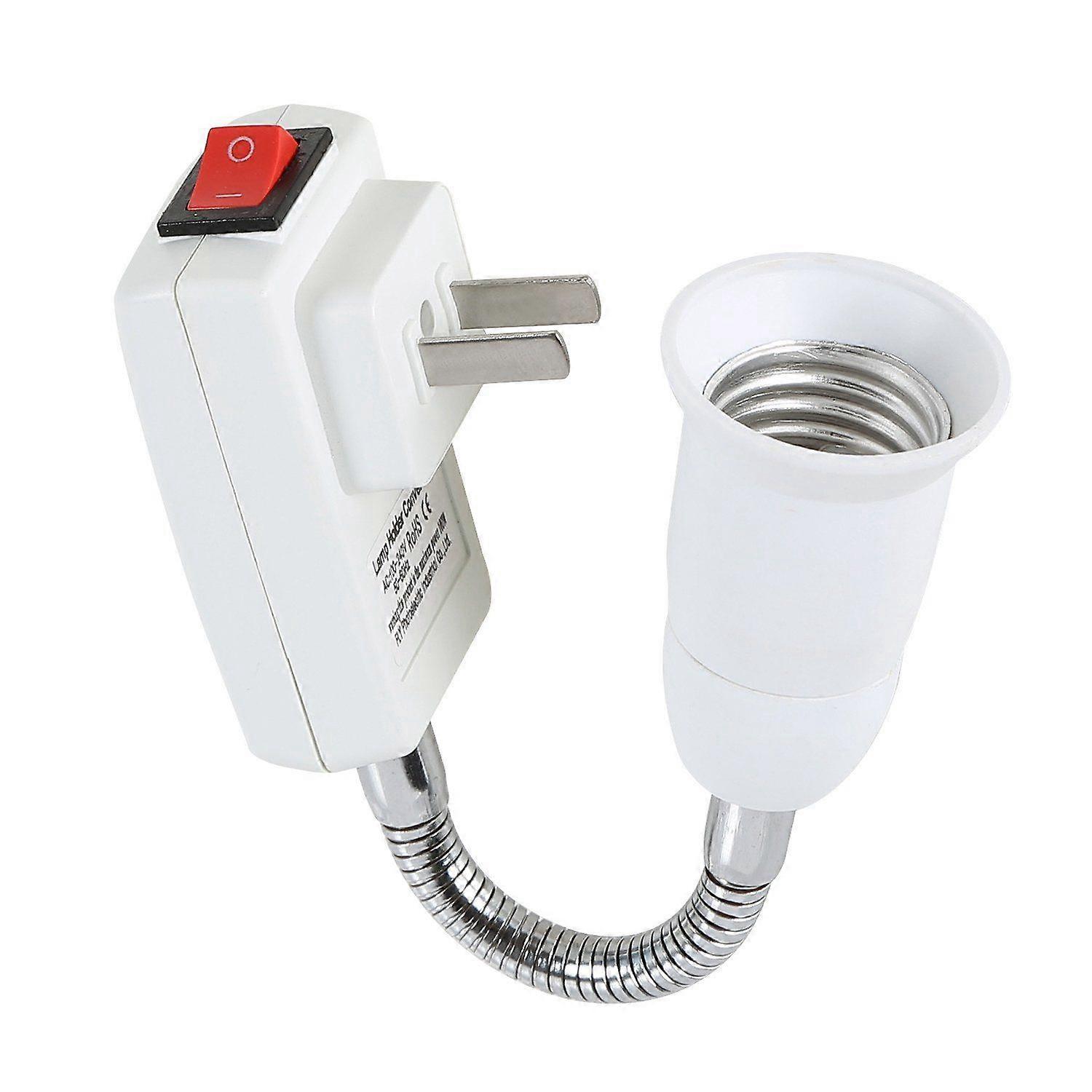 E27 Socket Adapter with On/Off Switch to US Plug,Flexible Extension Lamp Bulb Holder Converter