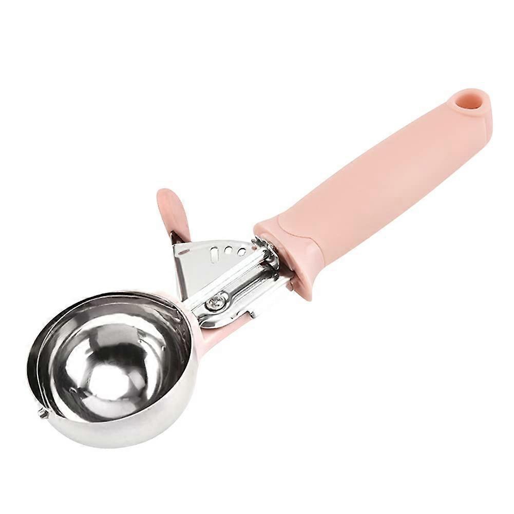 Ice Cream Scoop with Trigger Release, Ergonomic Soft Grip Stainless Steel Cookie Scooper Pink
