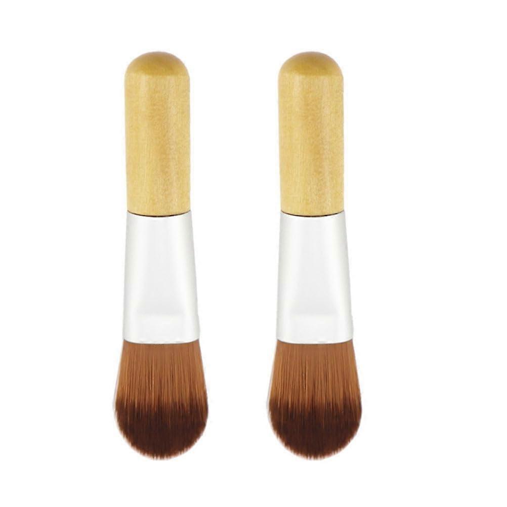 2pcs Mini Foundation Brush with Wooden Handle for Flawless Coverage and Travel Use