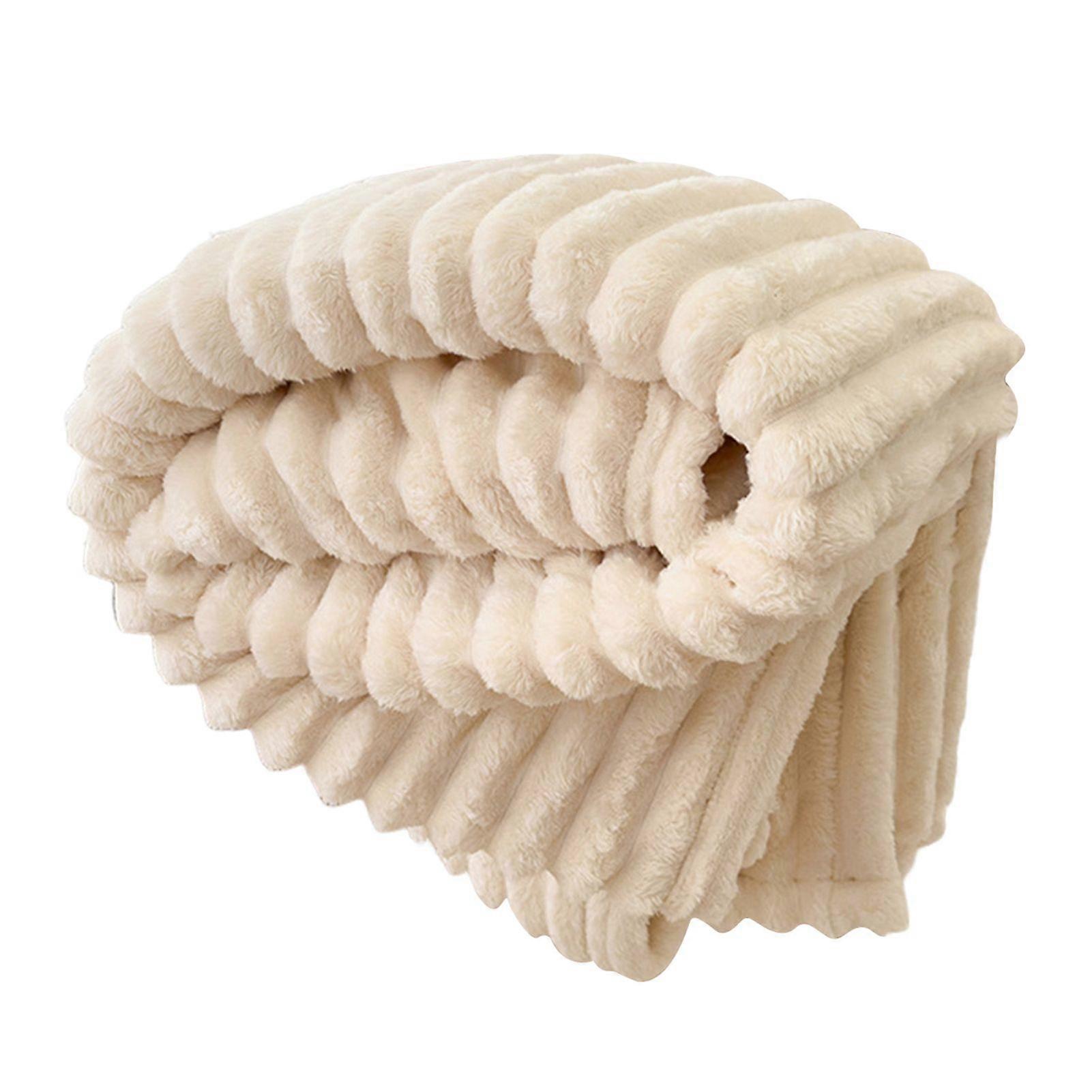 Ultra-Soft Plush Blanket Cream Color Design Soft Skin-Friendly Warm Comfortable for Beds Sofas Home Decoration