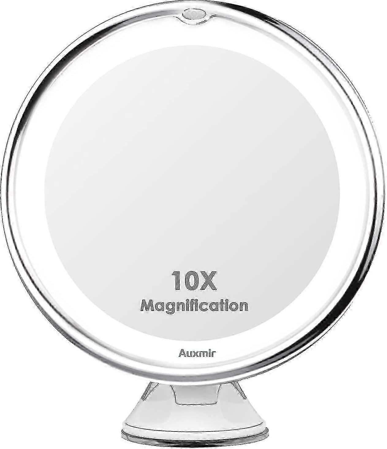 Makeup Mirror with 10x Magnification and Suction Cup, Portable LED Lighted Mirror for 360 Rotation