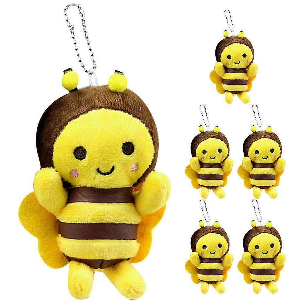 Multi Color Bee Plush Keychain for Decoration 6Pcs Soft Bag Charm