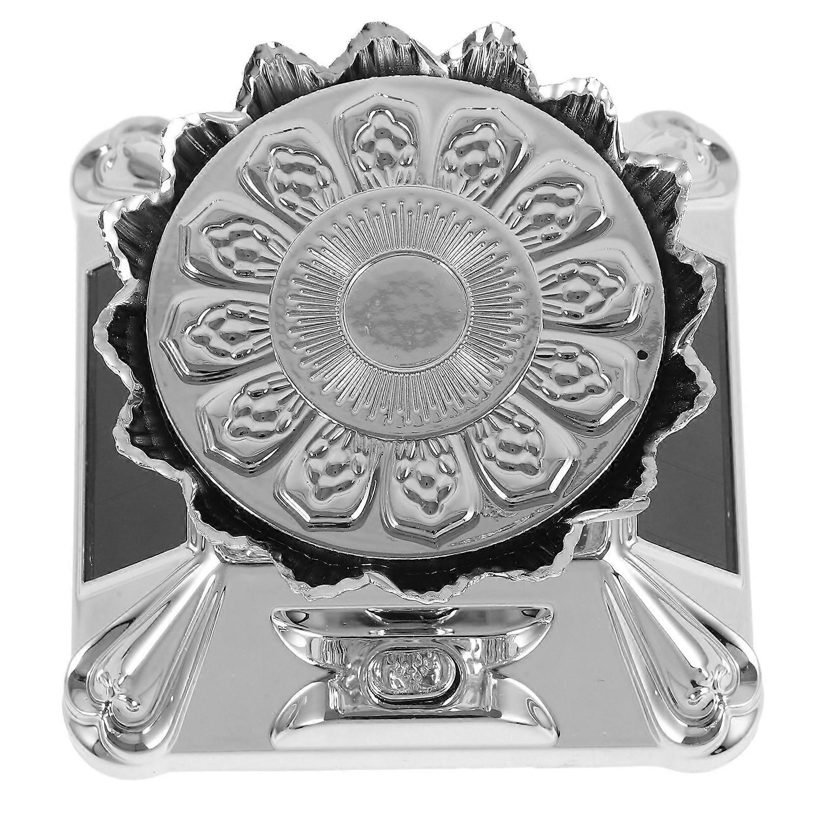 Silver Rotating Display Stand with Motorized Turntable for Jewelry