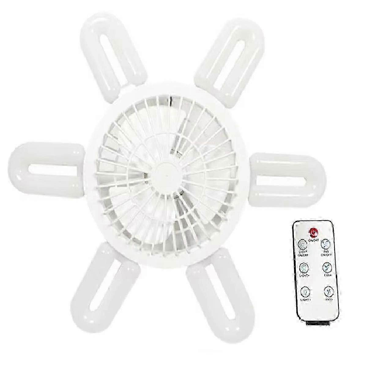 Socket Fan Light with Adjustable Speeds and Remote Control, 3-Color Dimmable Ceiling Fan