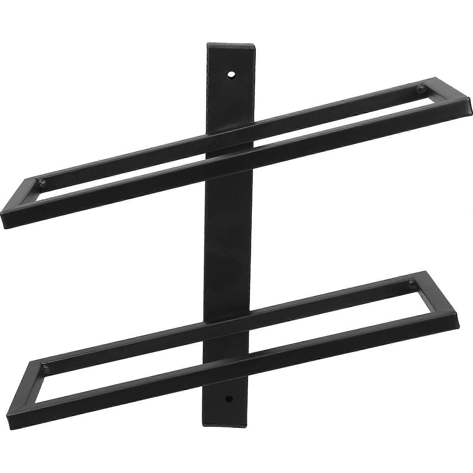 Wall Mounted Wine Rack Cast Iron Bracket for Storage Black Metal Holder