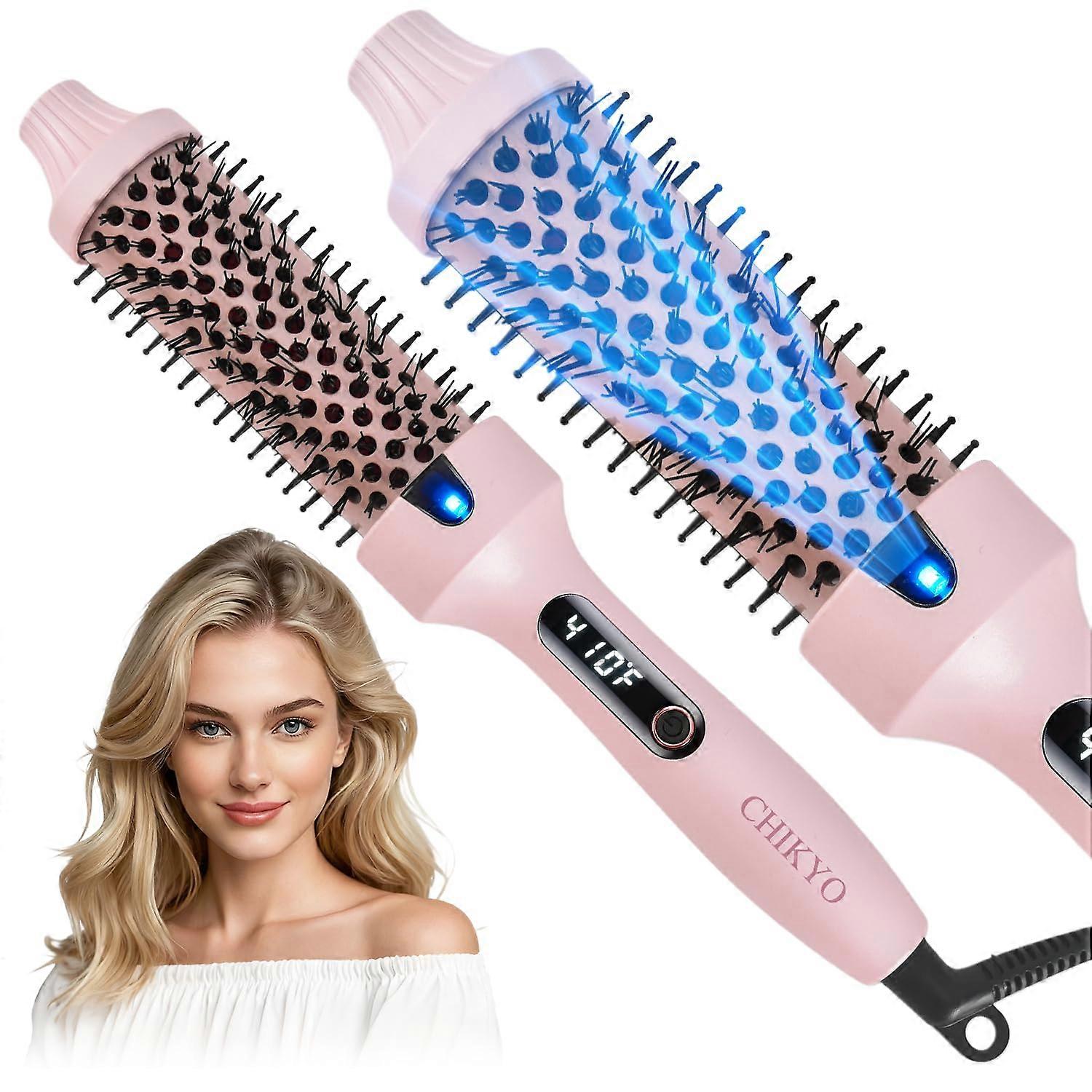 38mm Heated Round Brush with Ceramic Ionic Barrel, Dual Voltage, 6 Heat Settings, Pink