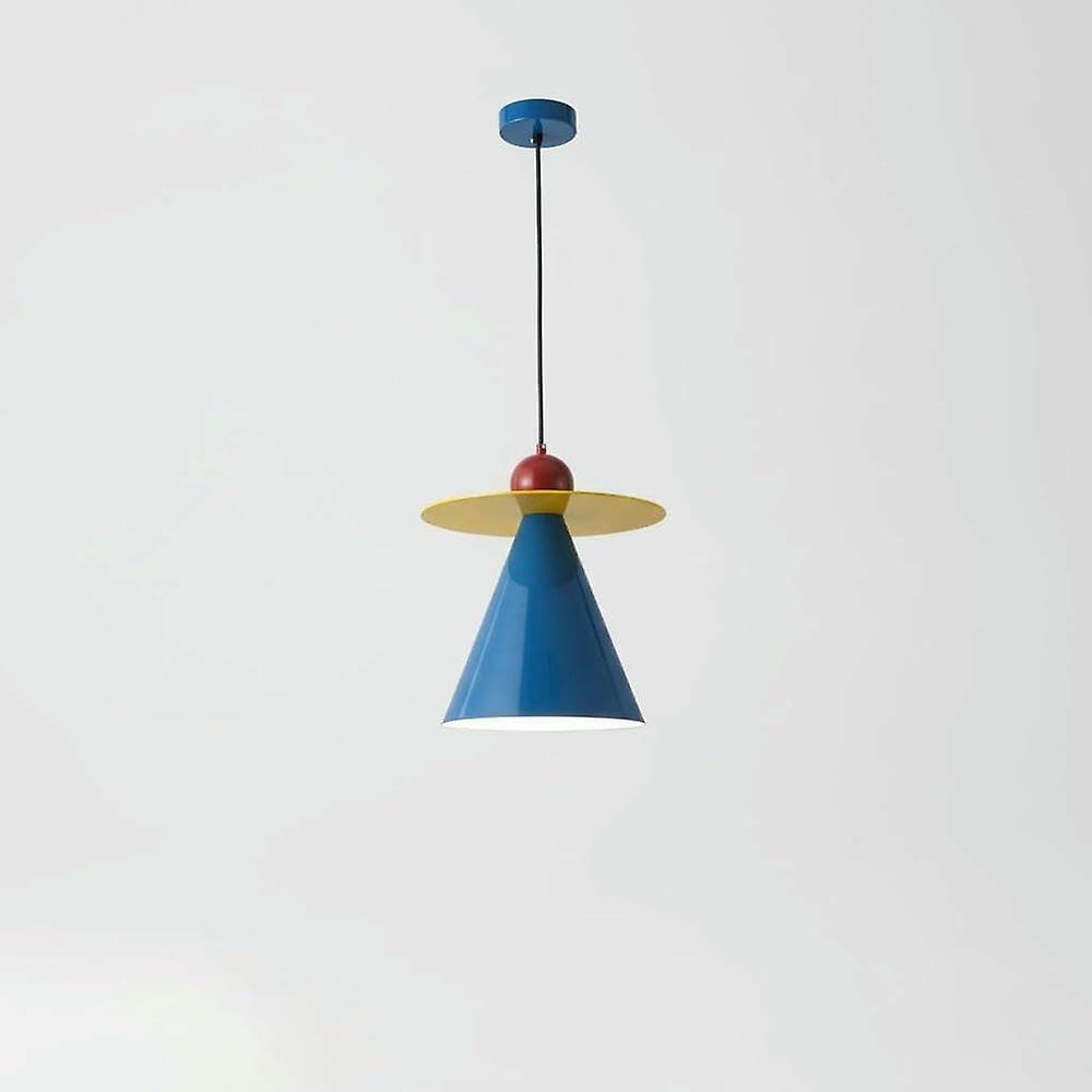 Modern Pendant Light with Bold Geometric Design, Scandinavian Color Block Blue Cone, Adjustable E27