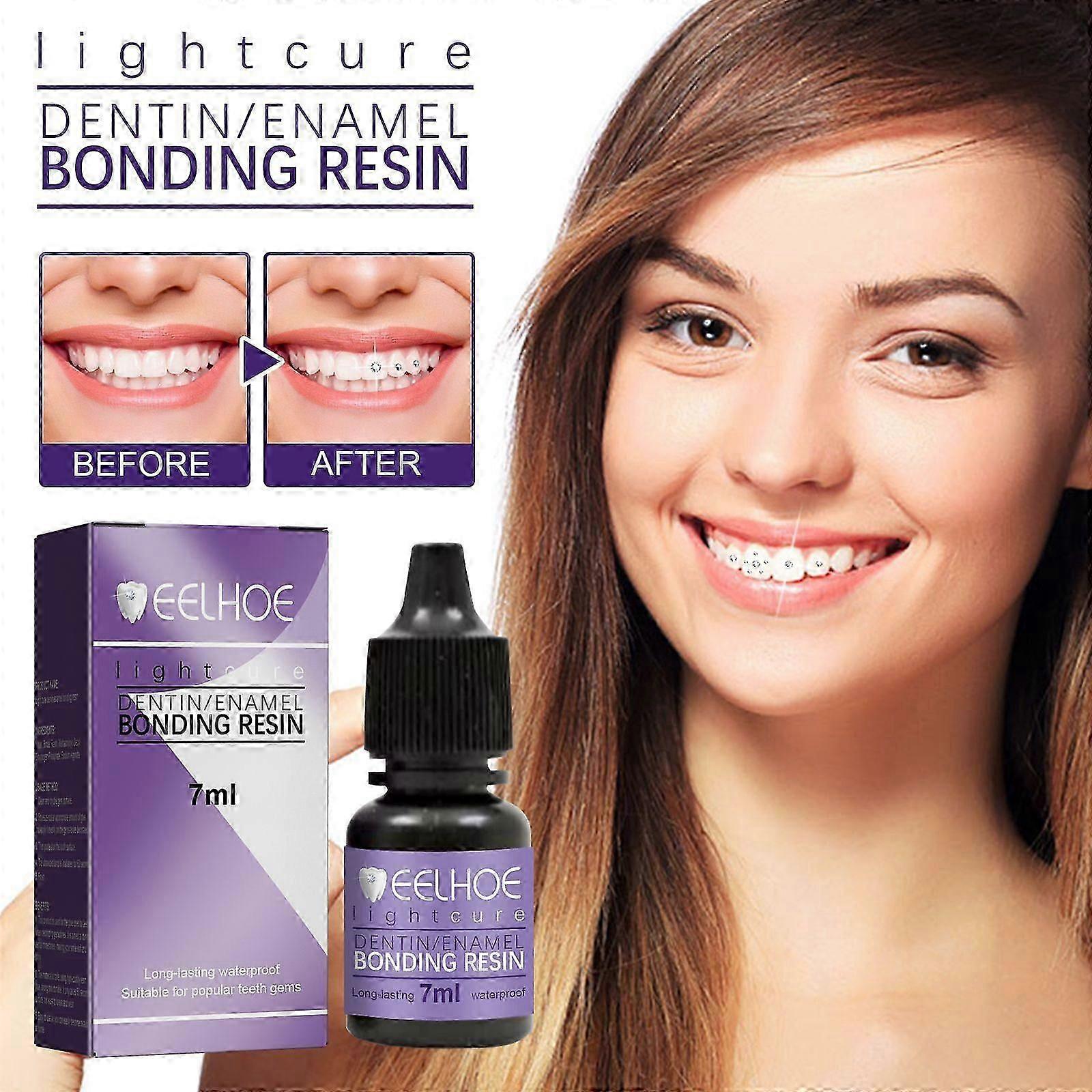 DIY Tooth Gem Glue - Long-Lasting, Safe Light-Cured Adhesive for Sparkling Gemstone Teeth Decoration, Lasts 3+ Weeks, Easy Application with UV Light,