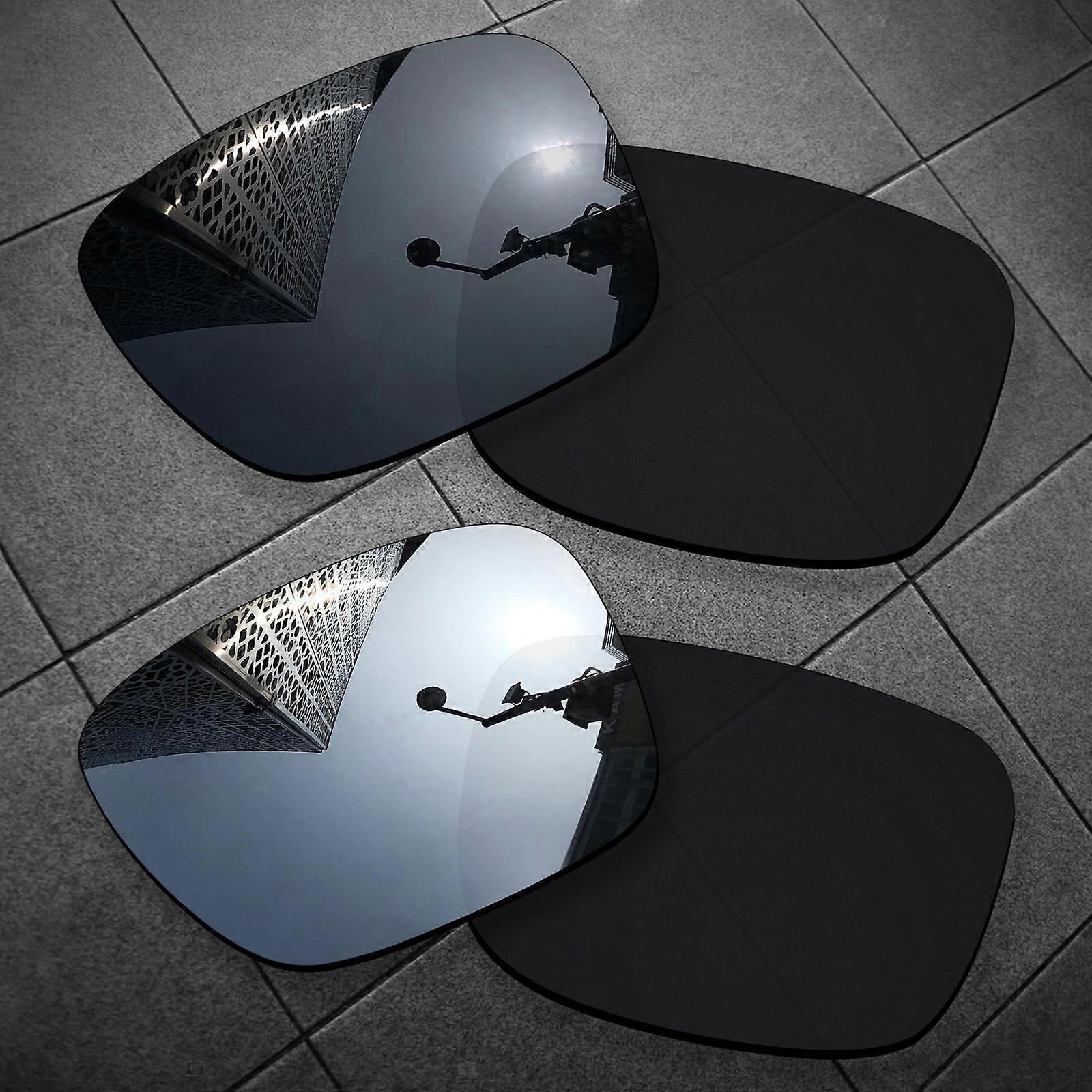 RAWD 2 Pairs POLARIZED Replacement Lens for-Oakley Holbrook OO9102 Black+Silver