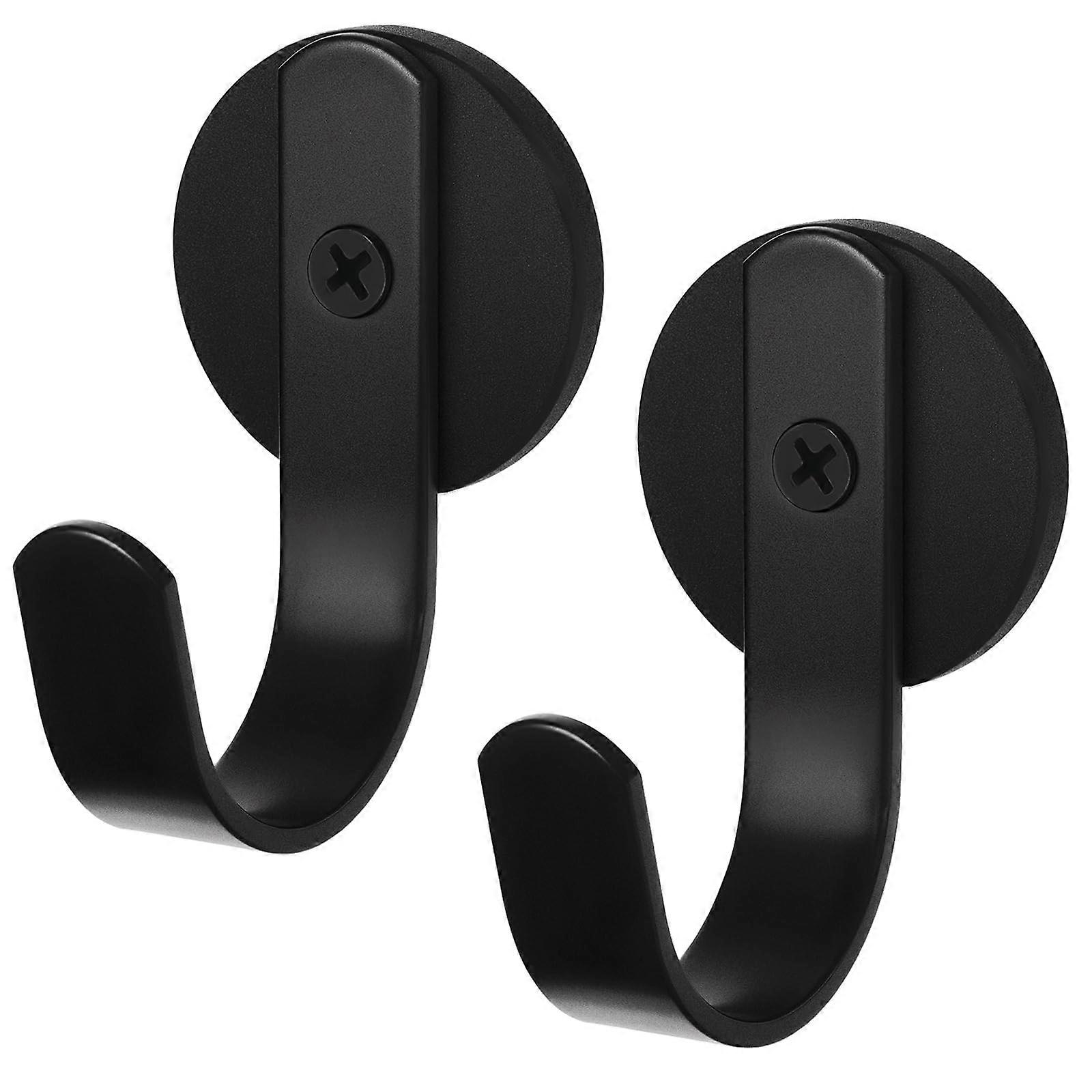 Magnetic Wreath Hanger for Front Door, Adjustable Rustproof Hook with Rubber Coating, Black, 2 Pcs