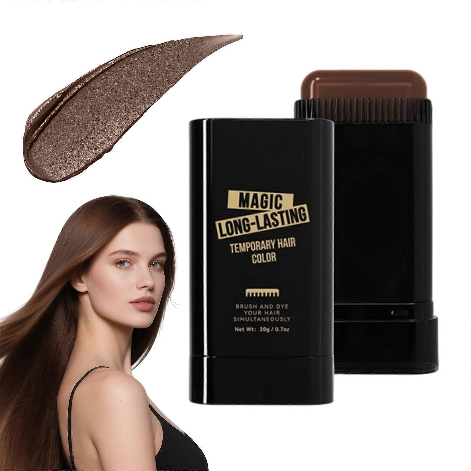 2in1 Hair Dye Comb Stick, Quick Grey Coverage, Waterproof NonIrritating Formula, 03# Brown