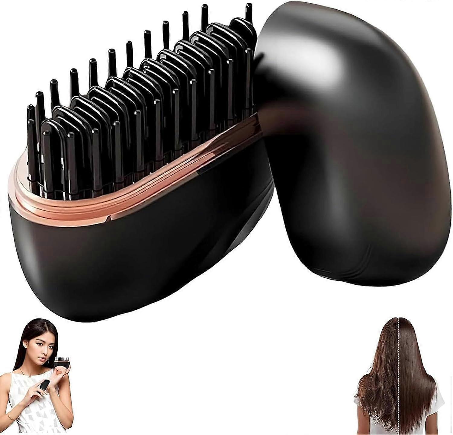 Mini Hair Straightener Rechargeable Wireless Brush with 3Speed Temperature Control for Travel