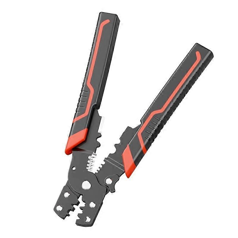 Crimping Pliers with Wire Stripping and Cutting, Ergonomic NonSlip Grip, Red Handle Tool