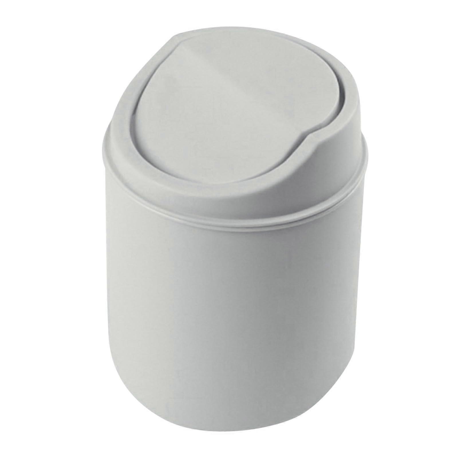 Mini Desk Trash Can with Lid, Small Tabletop Garbage Bin for Office, Home or Car, Grey