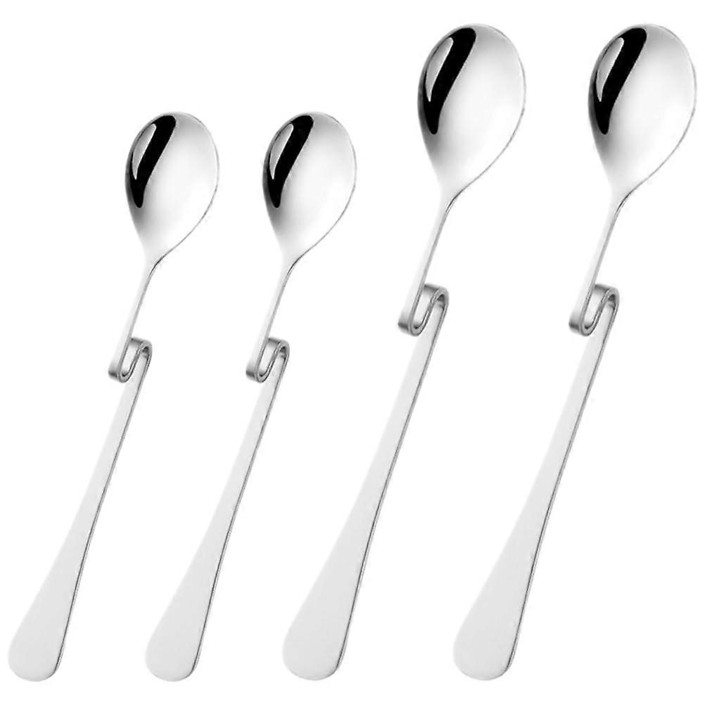Stainless Steel Coffee Stirring Spoon Set with Curved SShape Handle for Espresso and Tall Mugs
