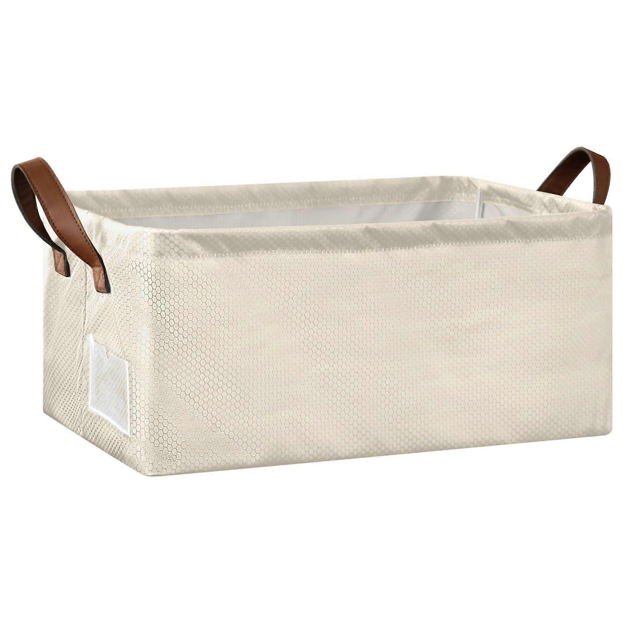 Beige Foldable Storage Bins with Waterproof Durable Fabric for Closet and Home Organization
