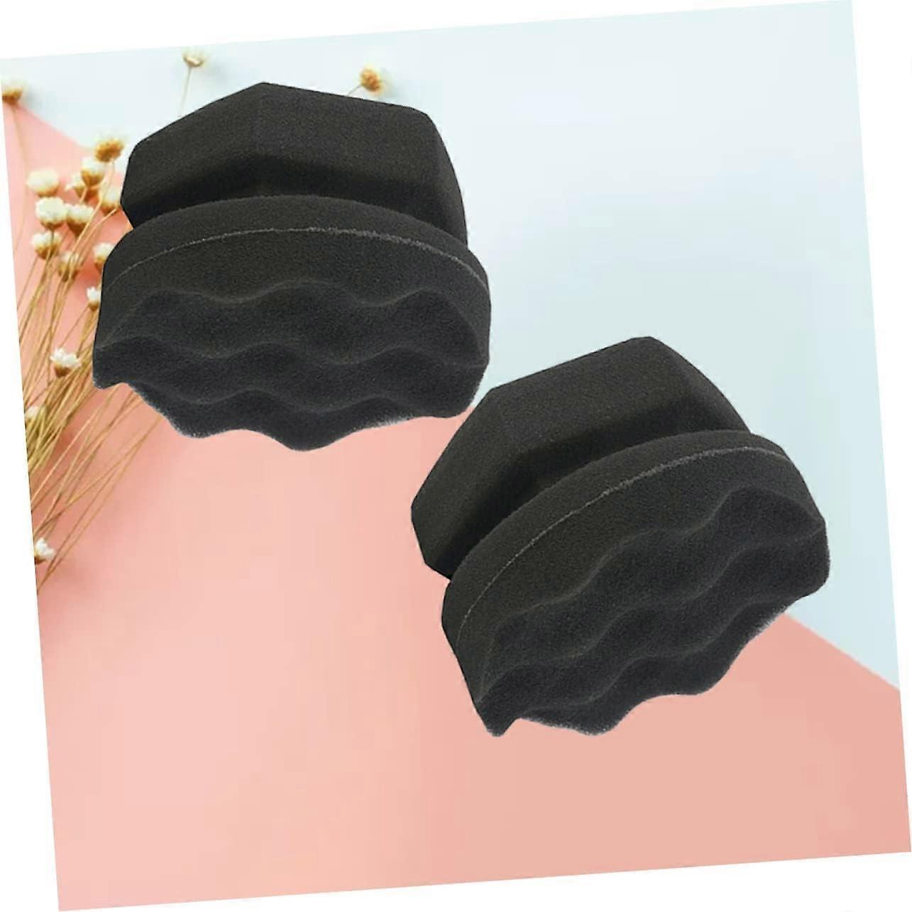 2Pcs Wave Pattern Car Waxing Sponge  Density Applicator Pad for Paint and Dashboard Black