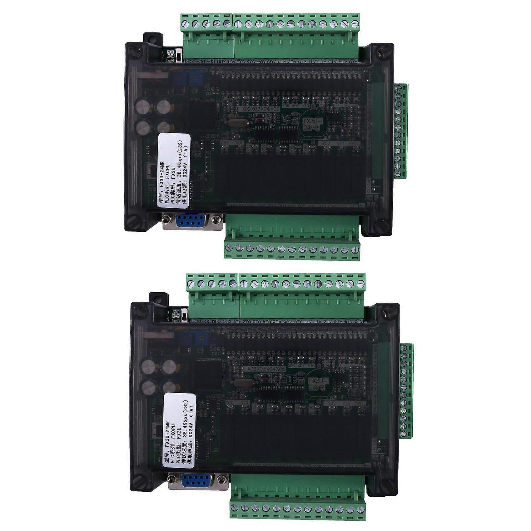 2X PLC Industrial Control Board FX3U-24MR High-Speed Household PLC Industrial Control Board PLC Controller Programmable