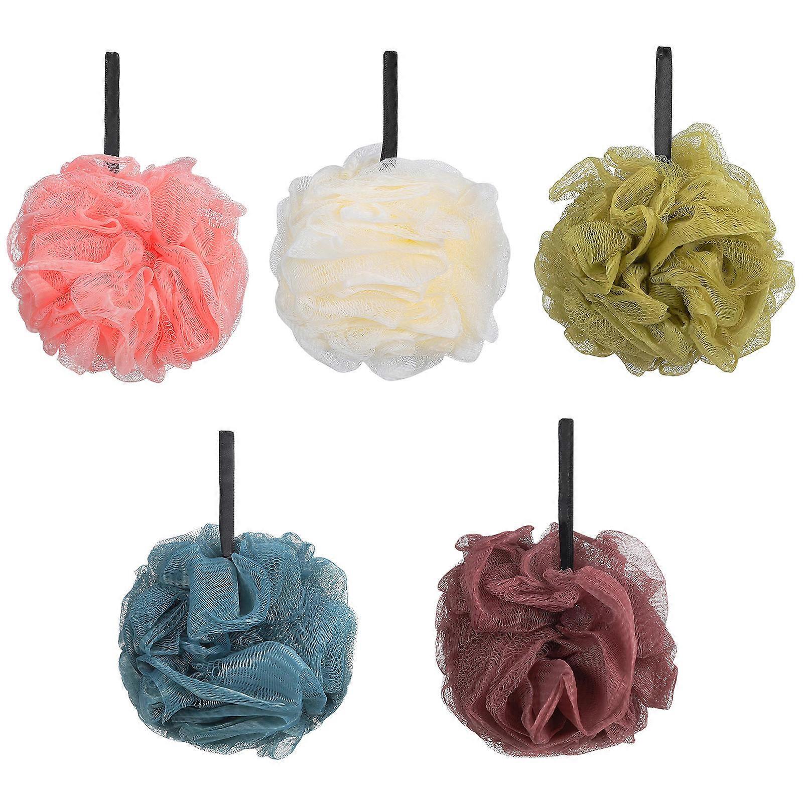 Assorted Color Bath Ball Shower Ball for Exfoliating 5Pcs Set