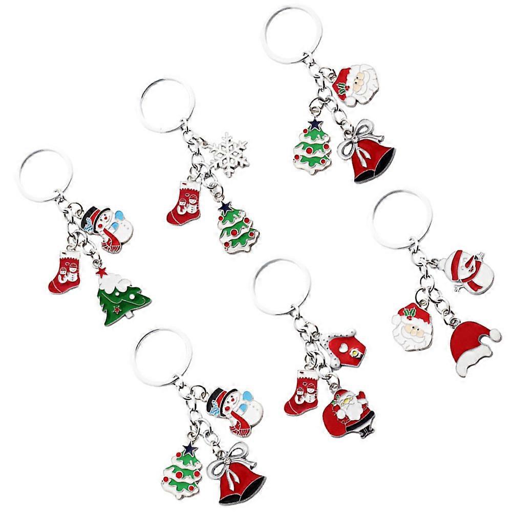 Assorted Color Christmas Key Chains Santa Clause for Decoration 1Set Set