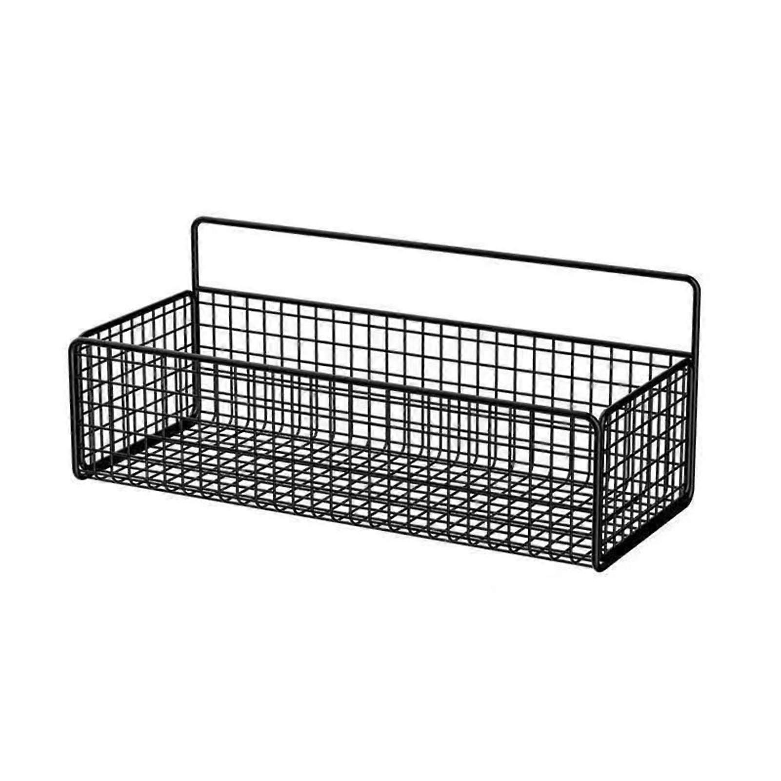 Wall Mounted Storage Basket Metal Wire Organizer for Kitchen Bathroom Tool SpaceSaving Design