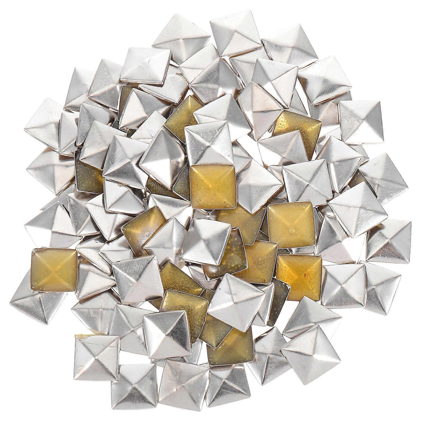 100Pcs Silver Pyramid Metal Studs for Craft Use Flatback Rivet Spikes