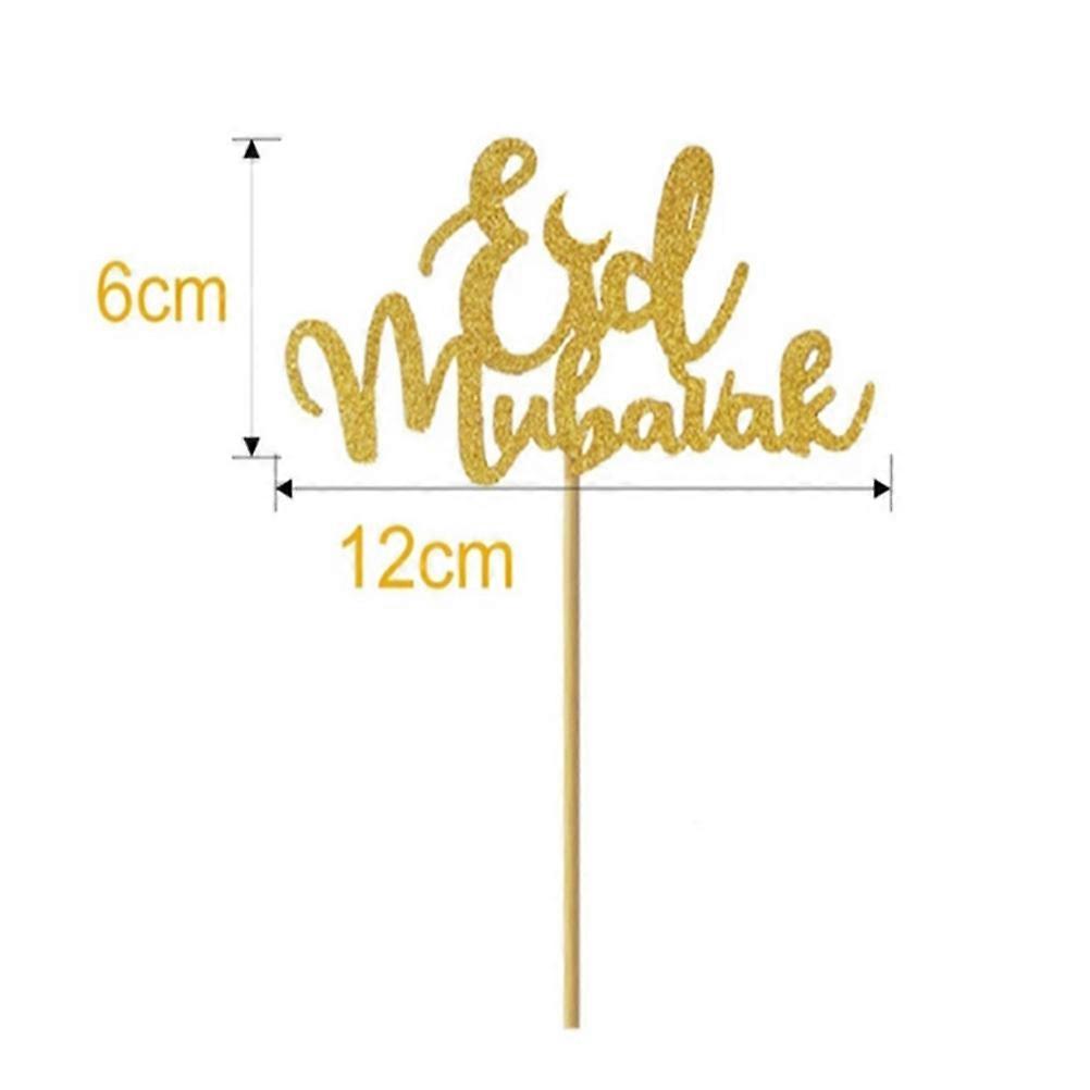 Golden Eid Mubarak Cake Stick Pick for Decorating 5Pcs Cake Topper