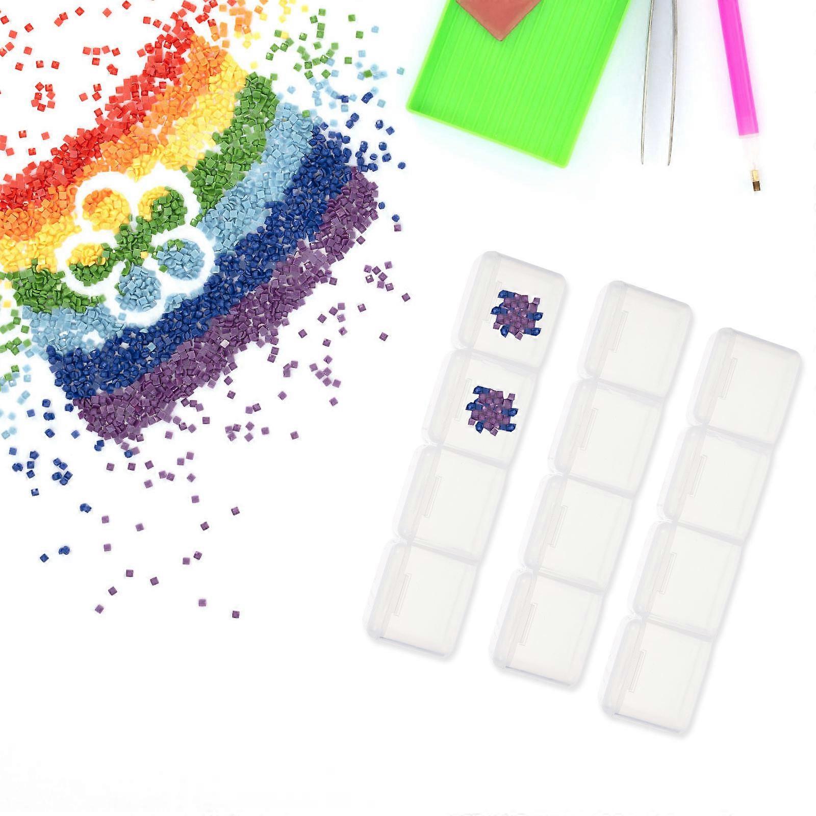 Plastic Diamond Storage Box Beads Painting Boxes for Storage 20Pcs 4 Compartments