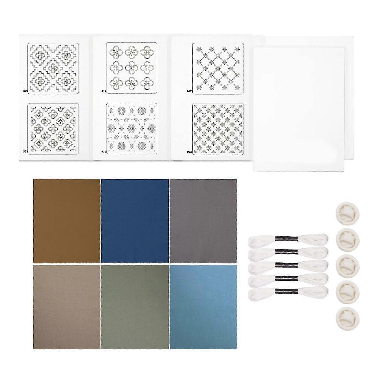 Sashiko Pattern Template Kit Sashiko Coasters DIY Kit Sashiko Stencil Kit 25-26