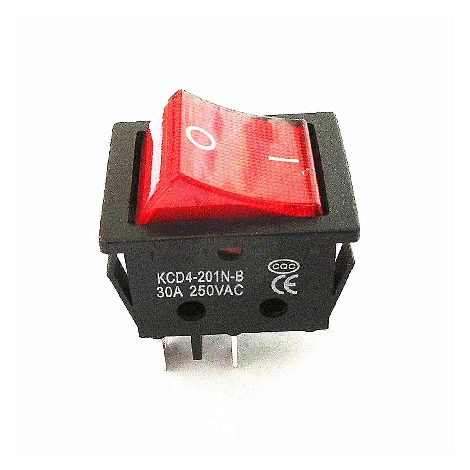 30A 250V Rocker Power Switch with Red Light, 4 Pin,  Current, Durable Industrial Design