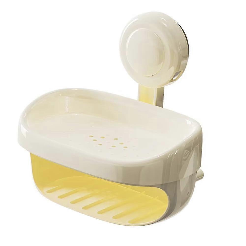 Removable Wall Mounted Soap Holder with Drain for Bathroom, Suction Cup NoDrill Design