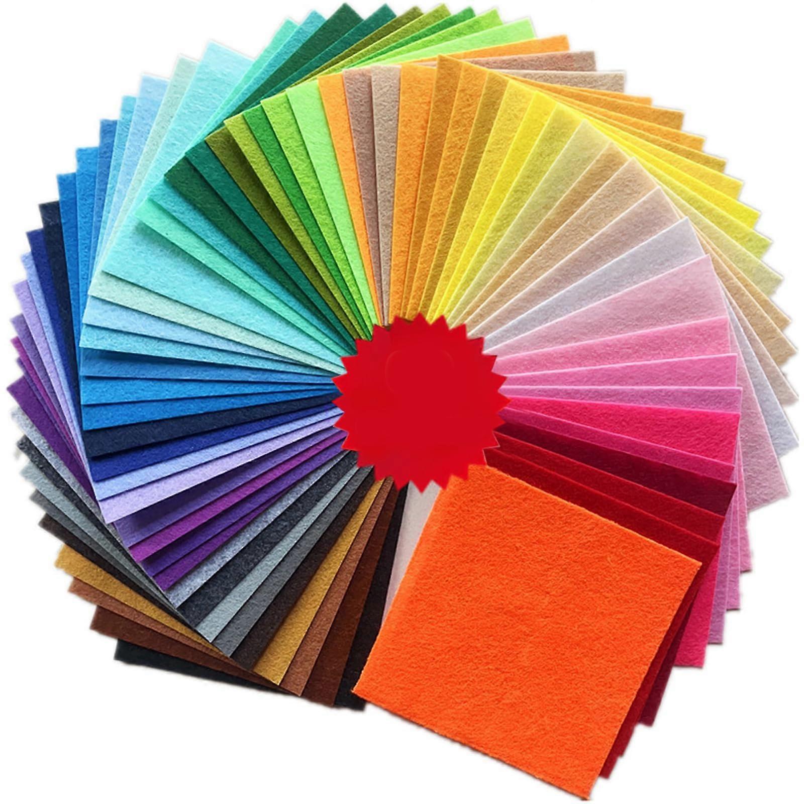 60 Pcs Assorted Colored Felt Fabric Sheets 15x15cm Soft Polyester Squares for DIY Sewing Crafts