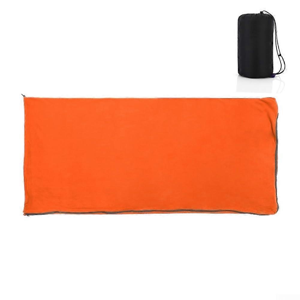 Fleece Sleeping Bag Liner for Camping, Lightweight Foldable Blanket with Thermal Warmth, Orange