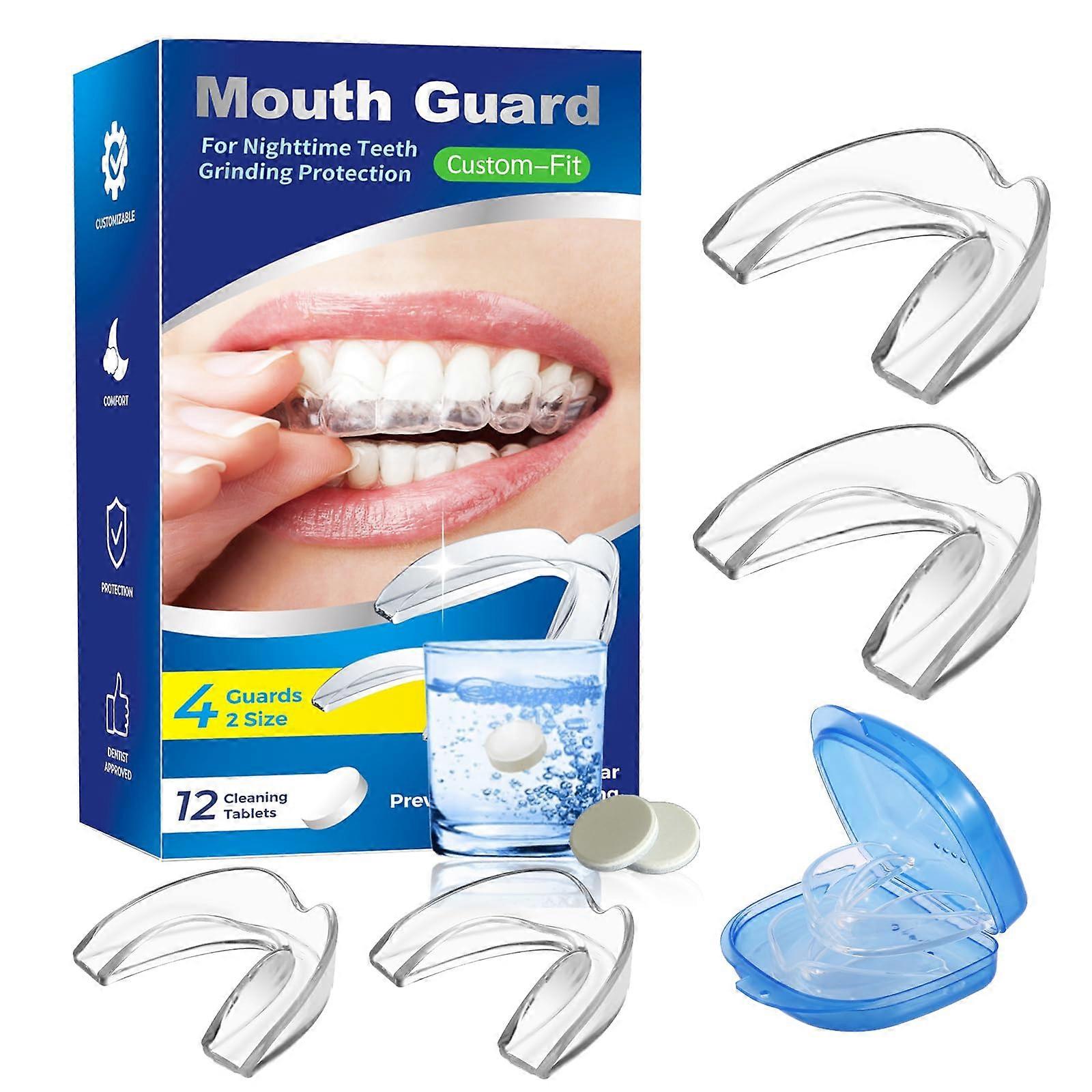 Mouth Guard with 5 Cleaning Tablets for Comfortable Secure Fit and Teeth Protection