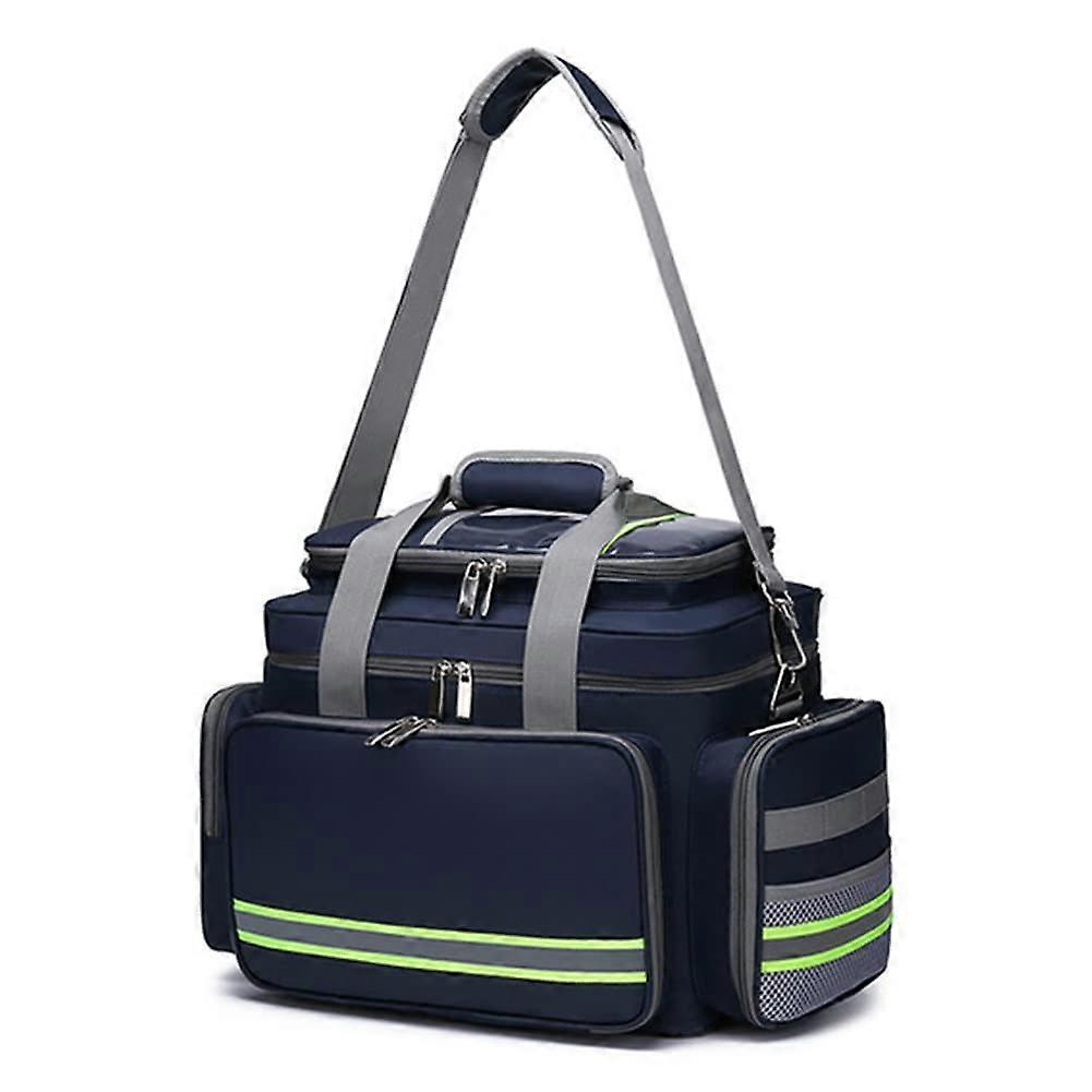 Large Capacity Waterproof First Aid Kit Bag with Reflective Strips Trauma Responder Backpack Blue