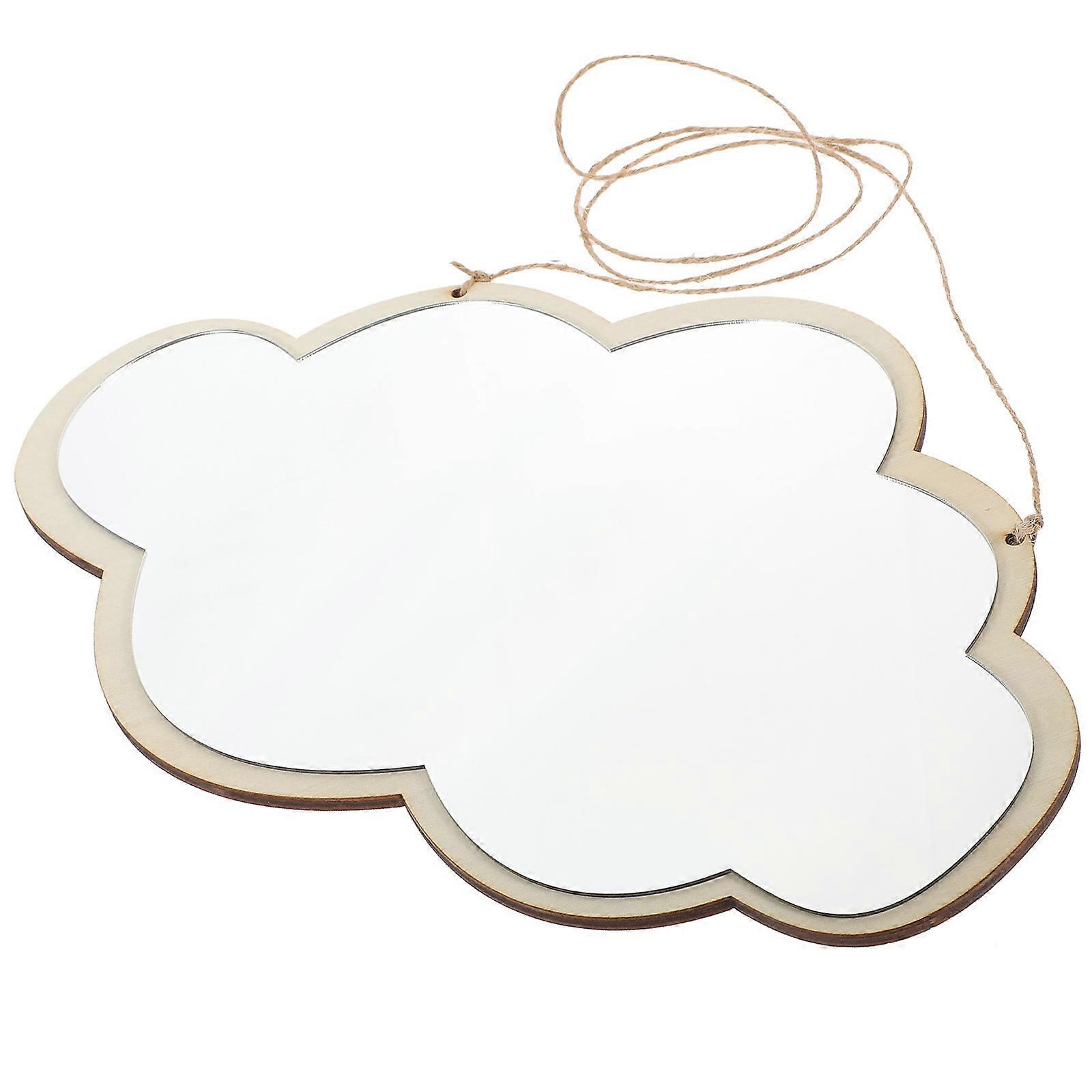 Cloud Wooden Mirror Wall Hanging for Decor Acrylic Material
