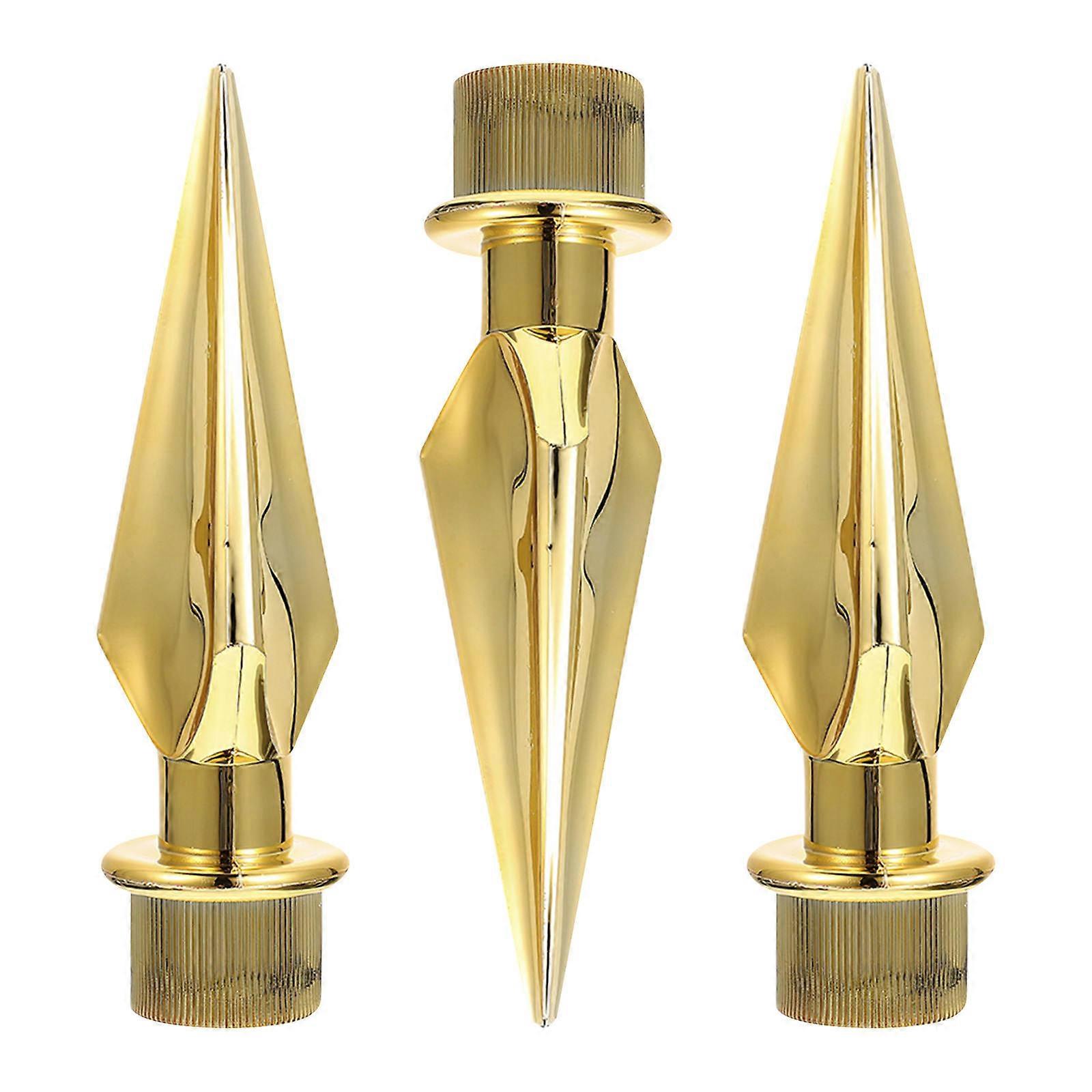 3Pcs Flagpole Finial Ornament Plastic Flagpole Topper Golden