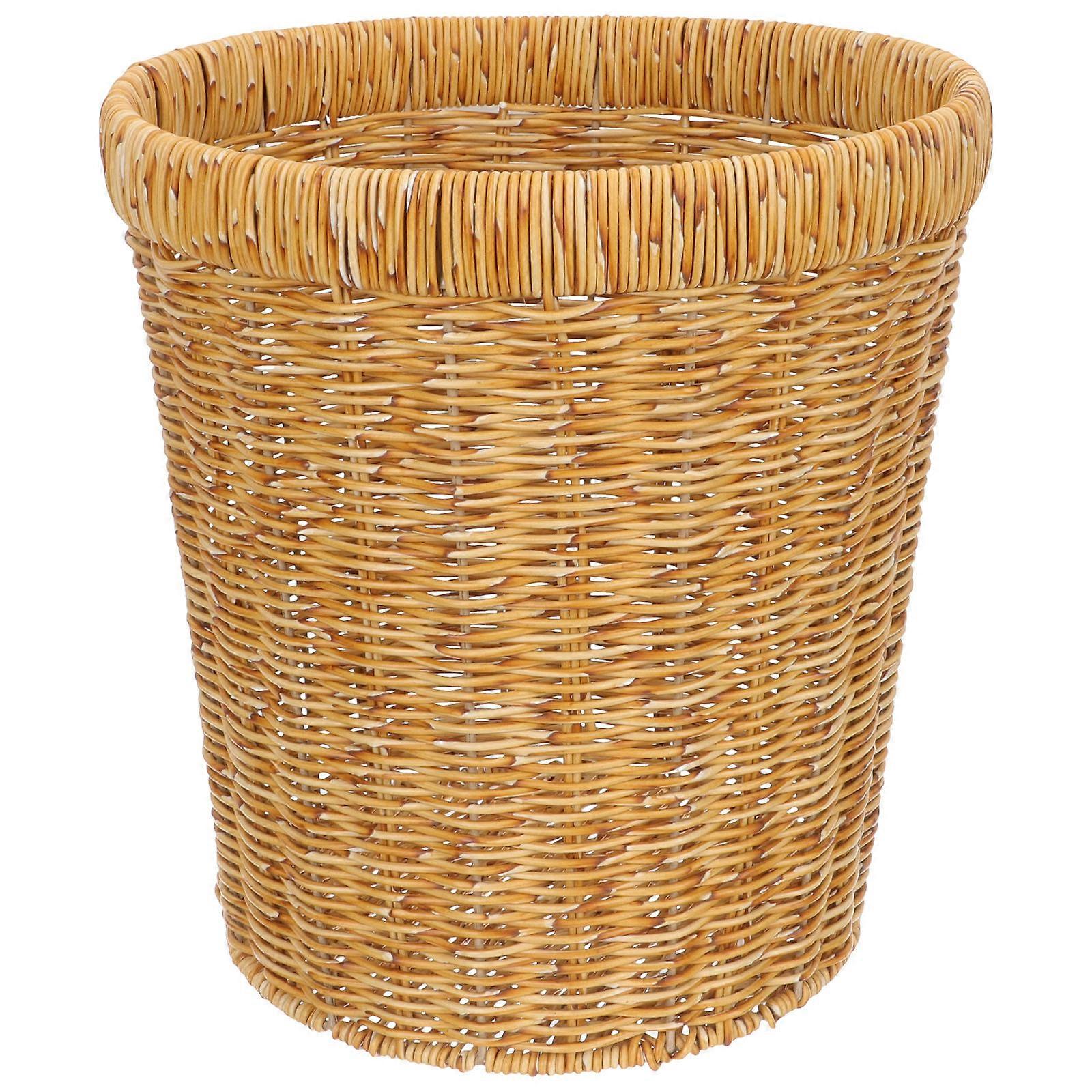 Kitchen Woven Basket Handwoven Plastic Trash Can for Home Use