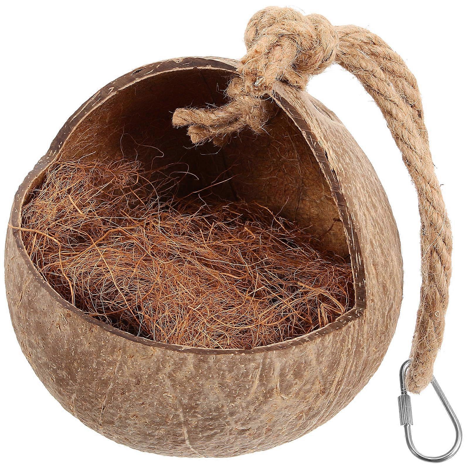 Coconuts Shell Bird Nest Hanging Parrot House for Comfortable Bird Hammock