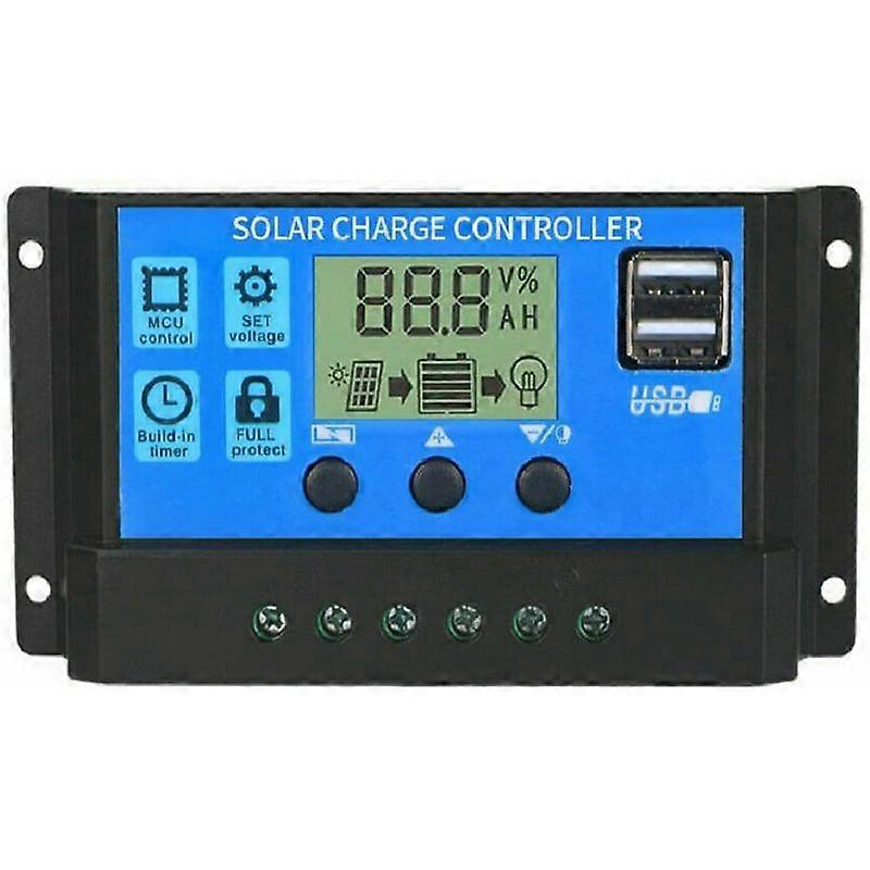 100A Solar Charge Controller, Solar Panel Battery Intelligent Regulator with Dual USB Port, Multi-Fu
